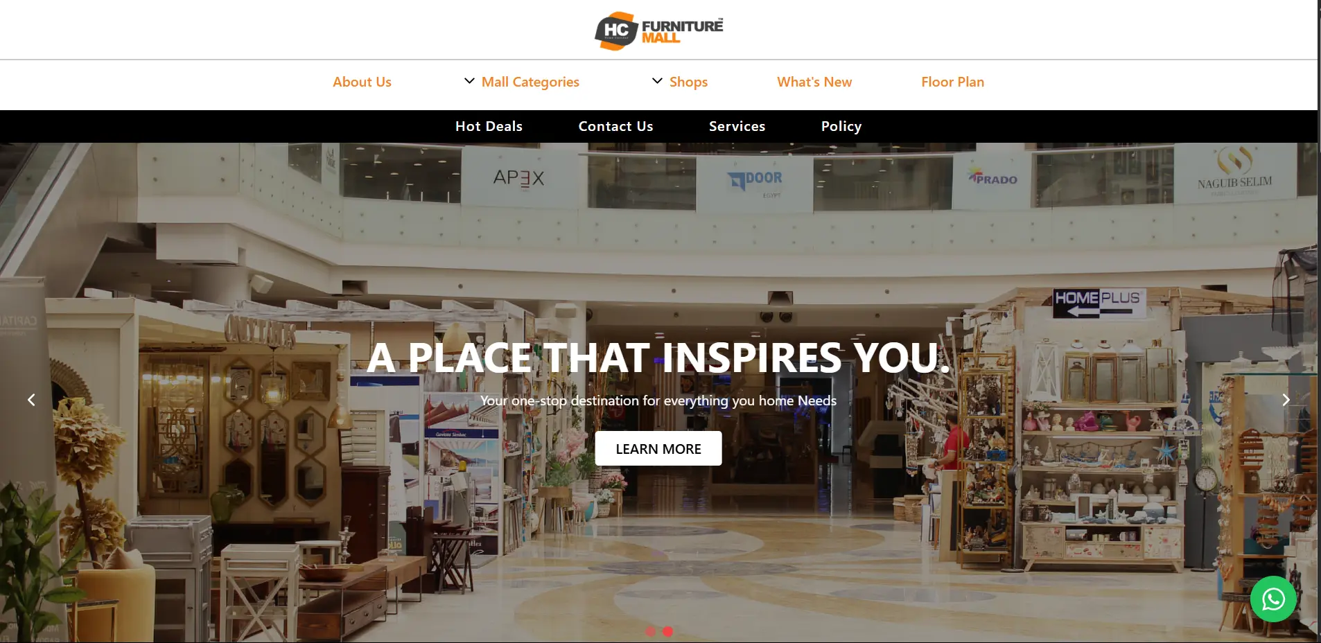 Shopping mall website design showing modern layout and user-friendly navigation